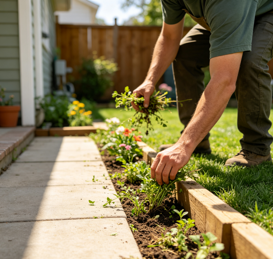 10 Front and back yard manual weeding - Image 1