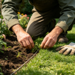 Manual weeding at lawn edges