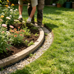 Manual weeding in grass crevices
